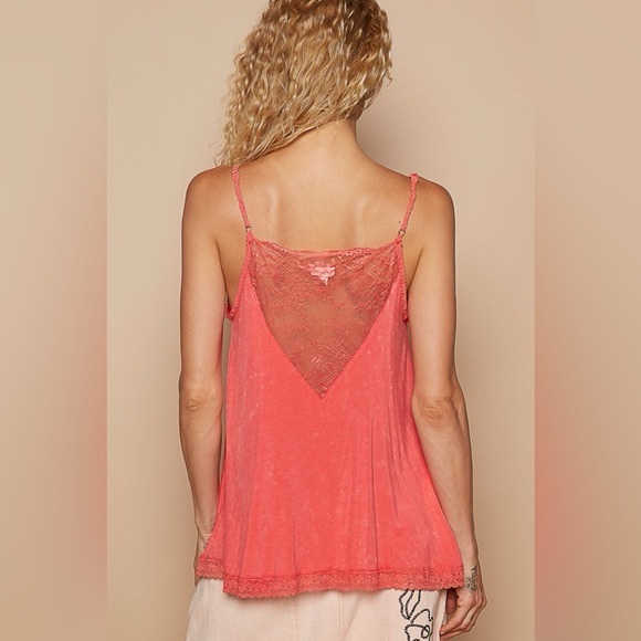 ☃️BOGO50%☃️🆕❤️POL: PEACH ECHO Lace Panel Cami Tank SMALL - Picture 5 of 14